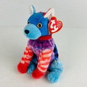 Ty Beanie Baby Seated Puppy Dog Hodge Podge Patchwork Animal Print July 27 2002